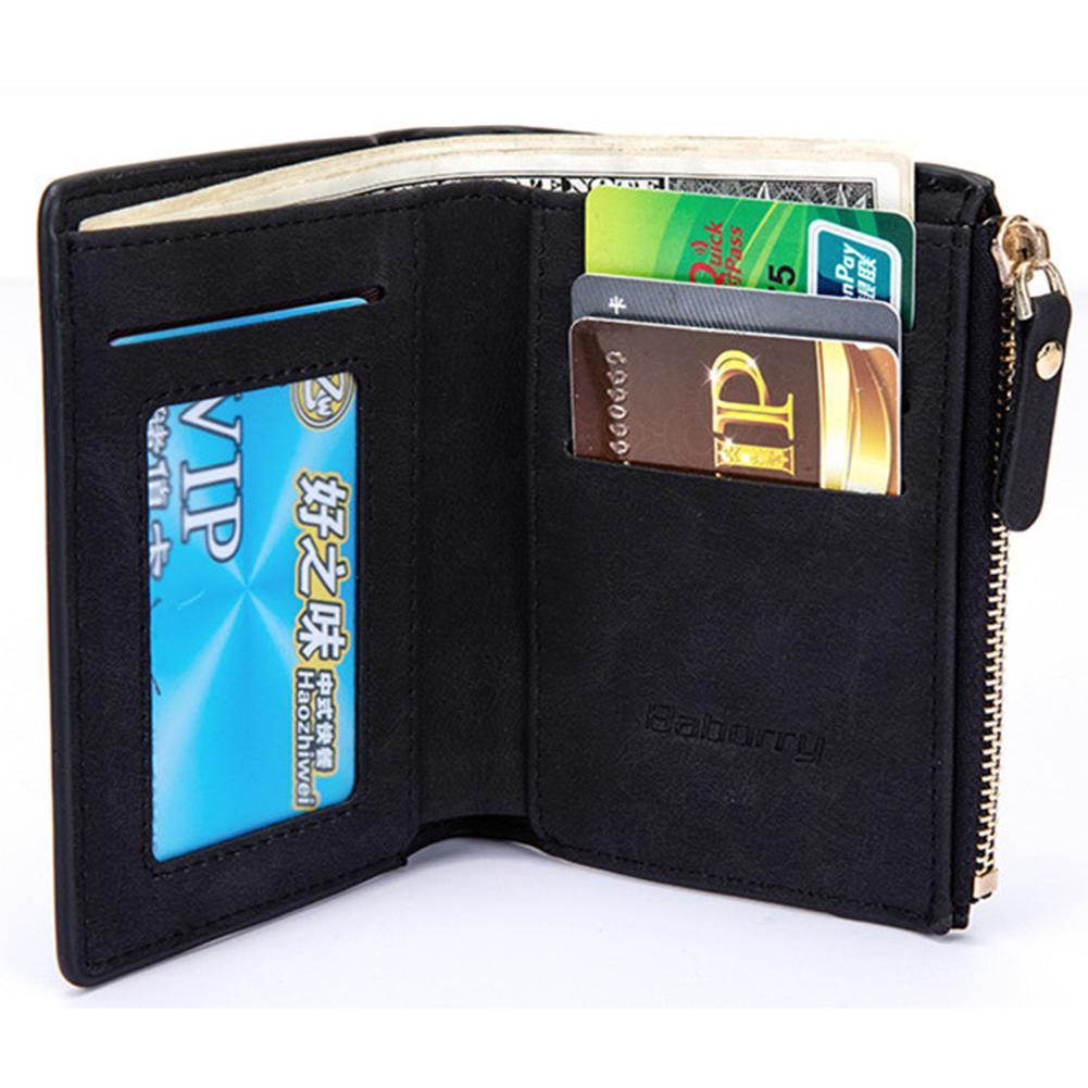 Hommes court mat portefeuille en cuir synthétique polyuréthane Horizontal carré sac à main ID carte bancaire Photo porte-monnaie