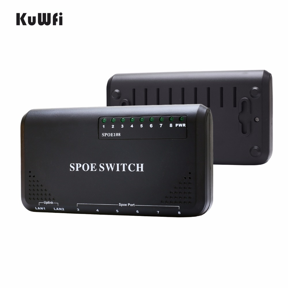 KuWFi 90W 8 Port PoE Switch 10/100Mbps POE Switch Power Ethernet Voor IP Camera Netwerk Switch telefoon Apparaten Wirelss AP Instelling