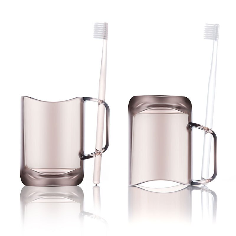 Japansk stil mun kopp tvätt kopp par borste kopp badrum plast transparent kopp söt mun kopp