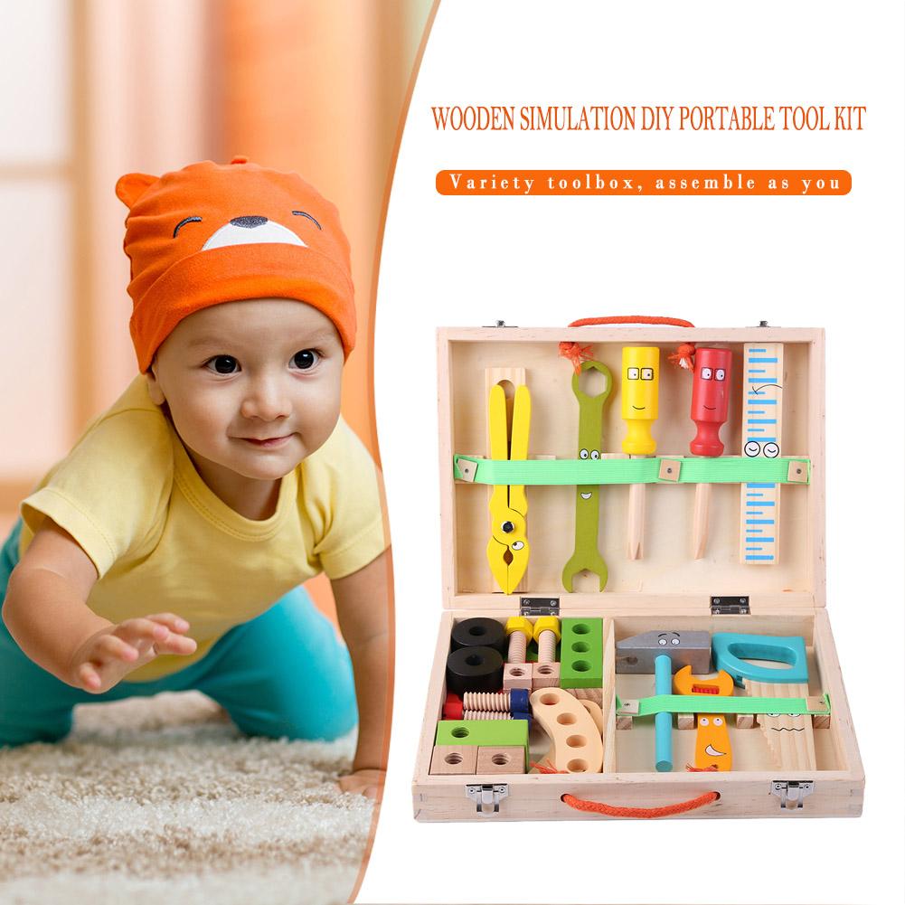 Baby Houten Speelgoed Toolbox Kinderen Houten Reparatie Tool Set Multifunctionele Puzzel Speelgoed Draagbare Reparatie Tool Box Educatief Speelgoed