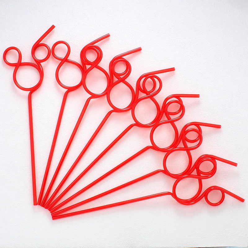Creatieve PET Cartoon Muisvorm Rietjes Set - Kleurrijke Herbruikbare Plastic Rietjes voor Verjaardag Bruiloft Kerstfeest: MULTI