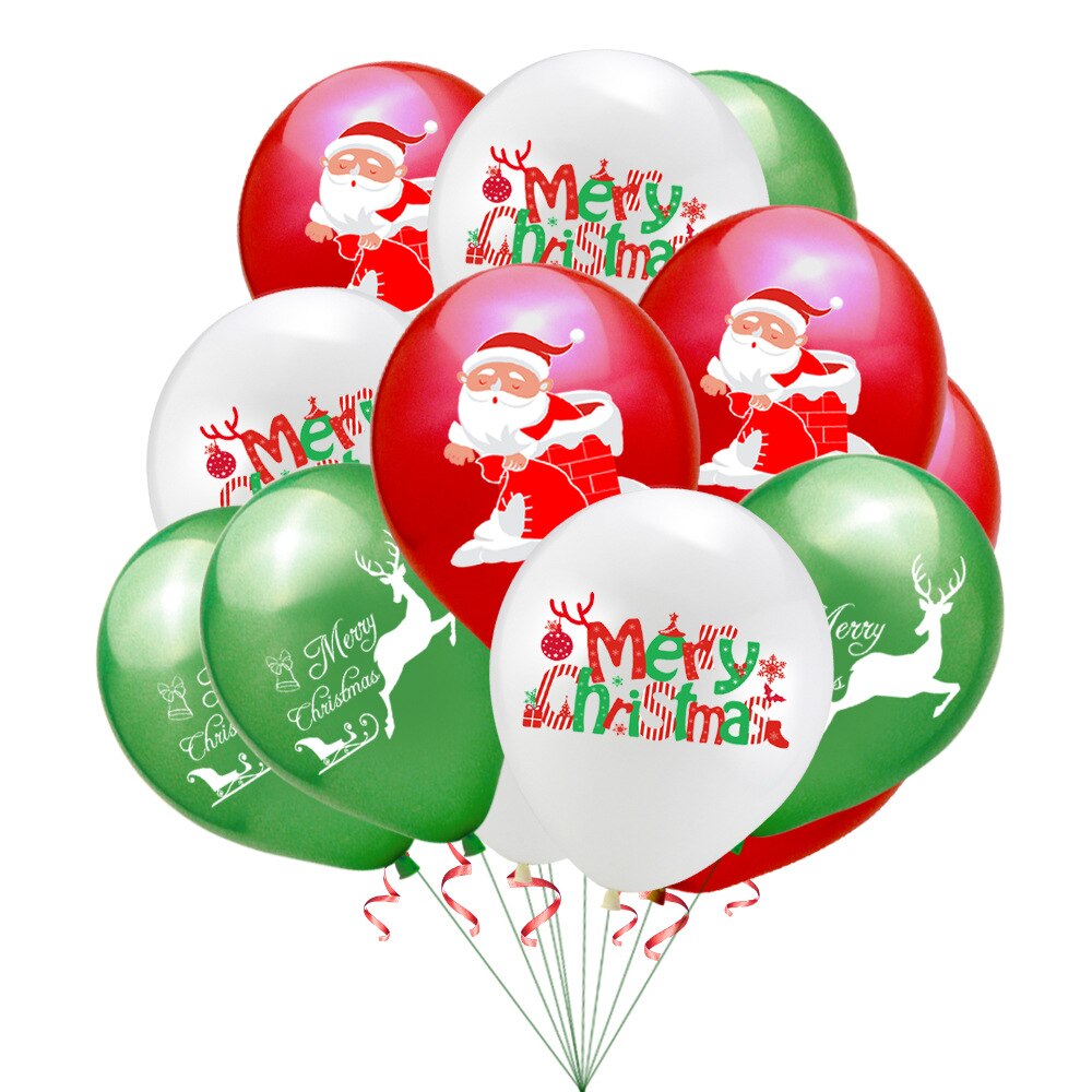 10 sæt  of 12- tommer julefest ballon sæt julemanden elg pailletter runde trykte latex ballon dekorationer farverige: -en