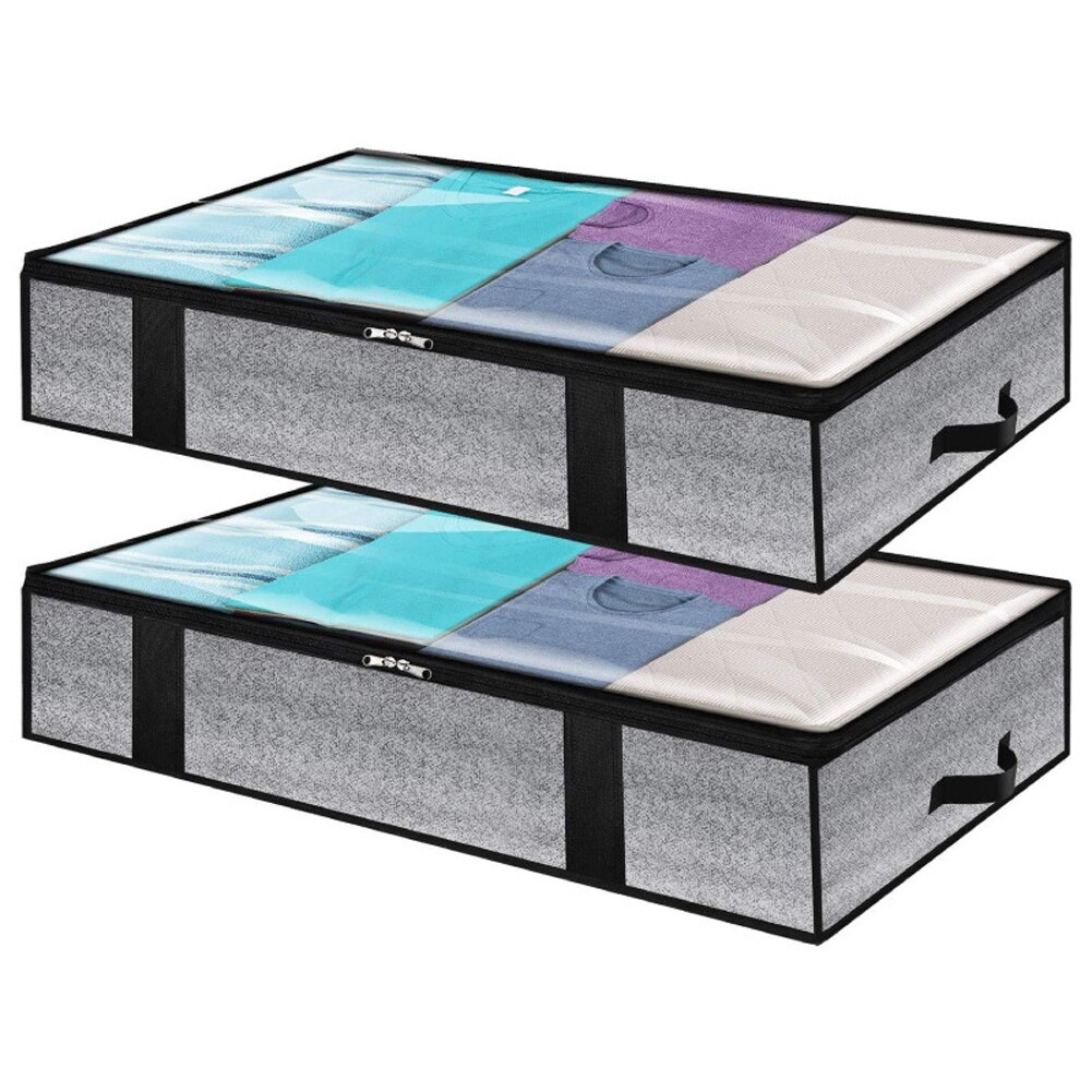 Opvouwbare Onder Bed Opbergzakken Grote Capaciteit Ademend Onderbed Opslag Bakken Dikke Kleding Opbergdozen Ritssluiting Organizer: 2PCS 100x50x18cm