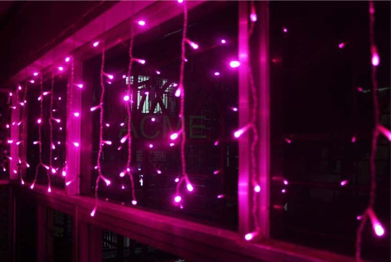3.5x0.5/0.7m LED Icicle Curtain Light LED STRING Fairy Christmas Lights Garland For Home Party Garden Wedding Decoration: Pink / US plug 110V