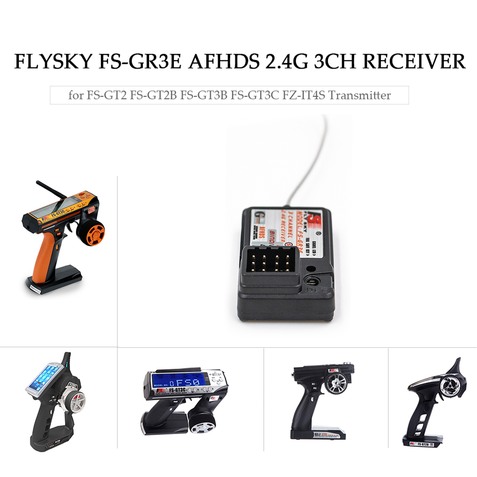 Récepteur Flysky FS-GR3E AFHDS 2.4G 3CH pour bateau de voiture RC FS-GT2 FS-GT2B FS-GT3B FS-GT3C FZ-IT4S