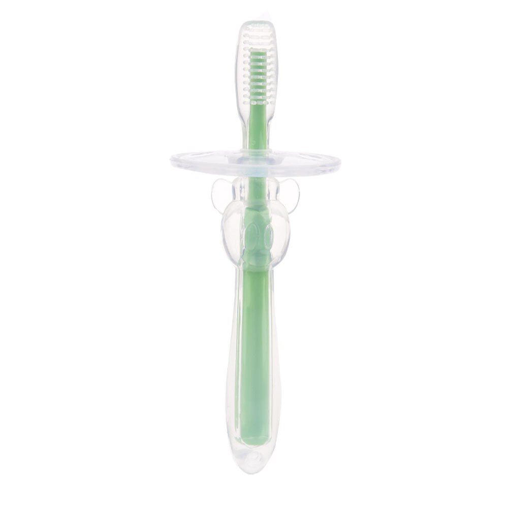 1PC chico s de silicona suave cepillos dentales de entrenamiento bebé niños Dental Cuidado Oral cepillo de dientes de bebé chico cepillo de dientes artículos de bebé: green