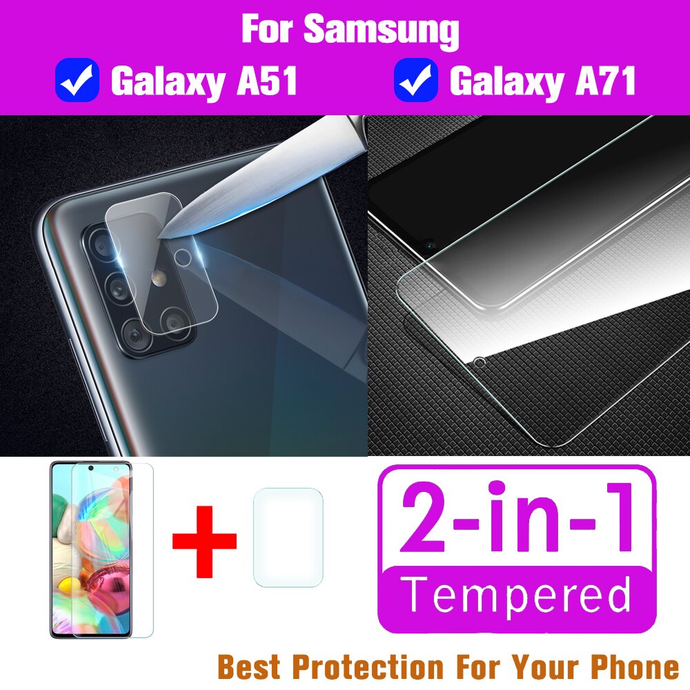 Vetro di protezione per samsung a71 caso armored copertura patrimoniale su per la galassia a51 una 71 51 protezione dello schermo temperato glas 2in1 casi