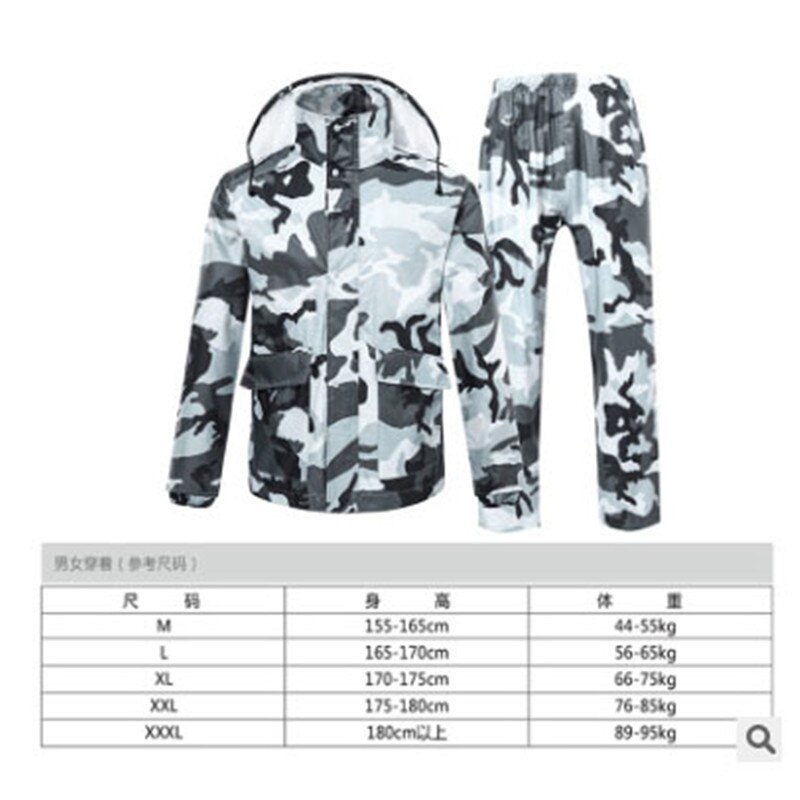 Dobbelt lag fortykket split motorcykel ride regnfrakke regnbukser camouflage dragt regnfrakke voksen: 1 / Xxl