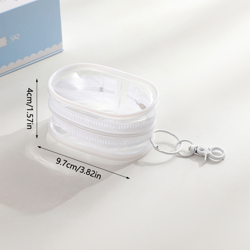 Jewelry Organizer Transparent Storage Box Headphone Pouch Coin Purse Cute Doll Bag Dustproof Case With Keychain: Brown