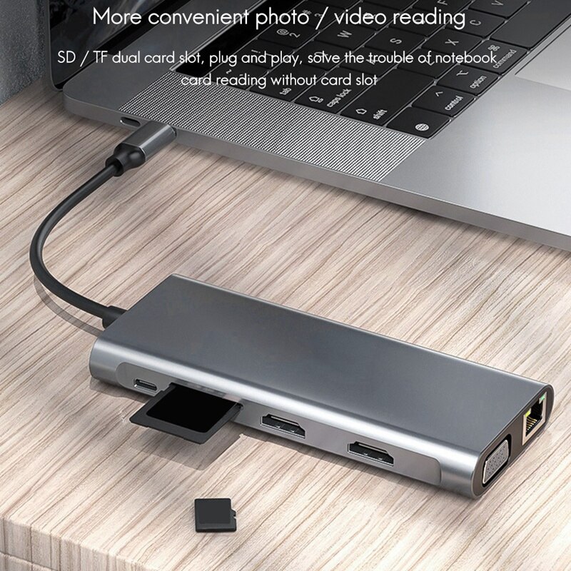 TF/SD Kaartlezer met USB en USB-C Poort - Laptop - Smartphone