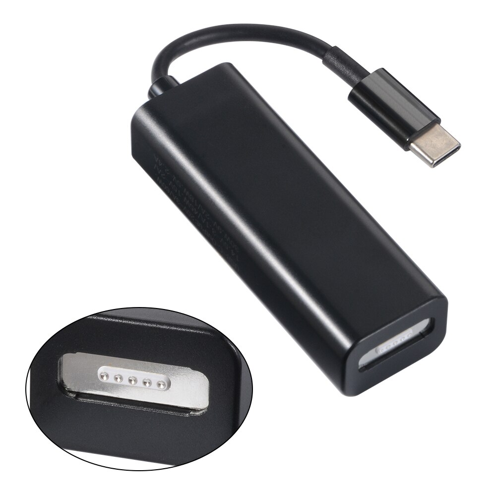 Svart / hvit usb c til magsafe 2 adapter magnetisk 5- pinner omformer til macbook pro #50: Svart