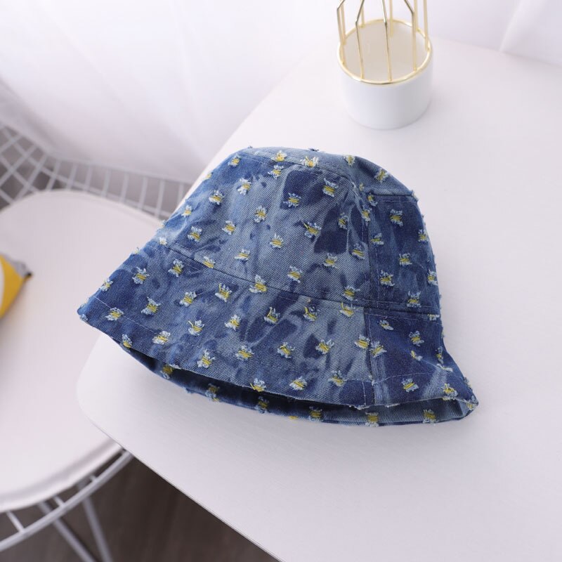 Baby Hat Denim Broken Hole Bucket Hat Kids Cap for Boy Cotton Children Girls Hats