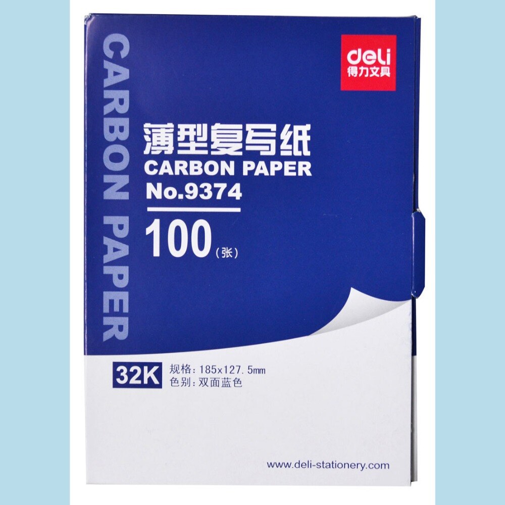 1 pose 100 ark blåt farvet karbonpapir inkluderer 3 røde 32k 127.5 x 185mm gode til bogføringsdeli
