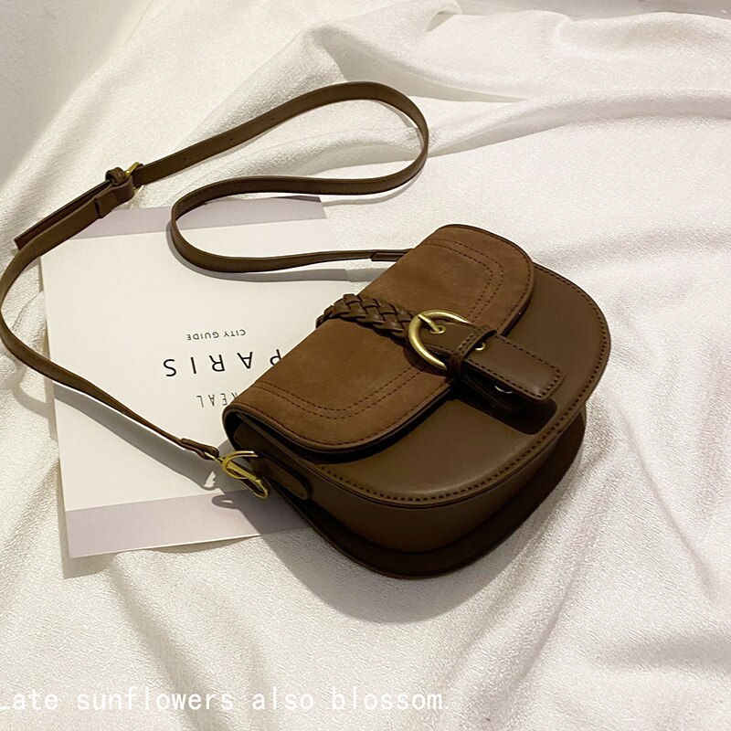 Small bag women's autumn / winter frosted messenger bag net red retro semicircle saddle bag