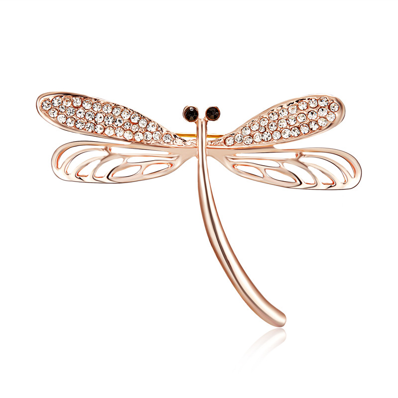 Kristallen dragonfly broches voor vrouwen pins goud kleur rhinestone revers pin sjaal broche broche kerstpakketten top: 4