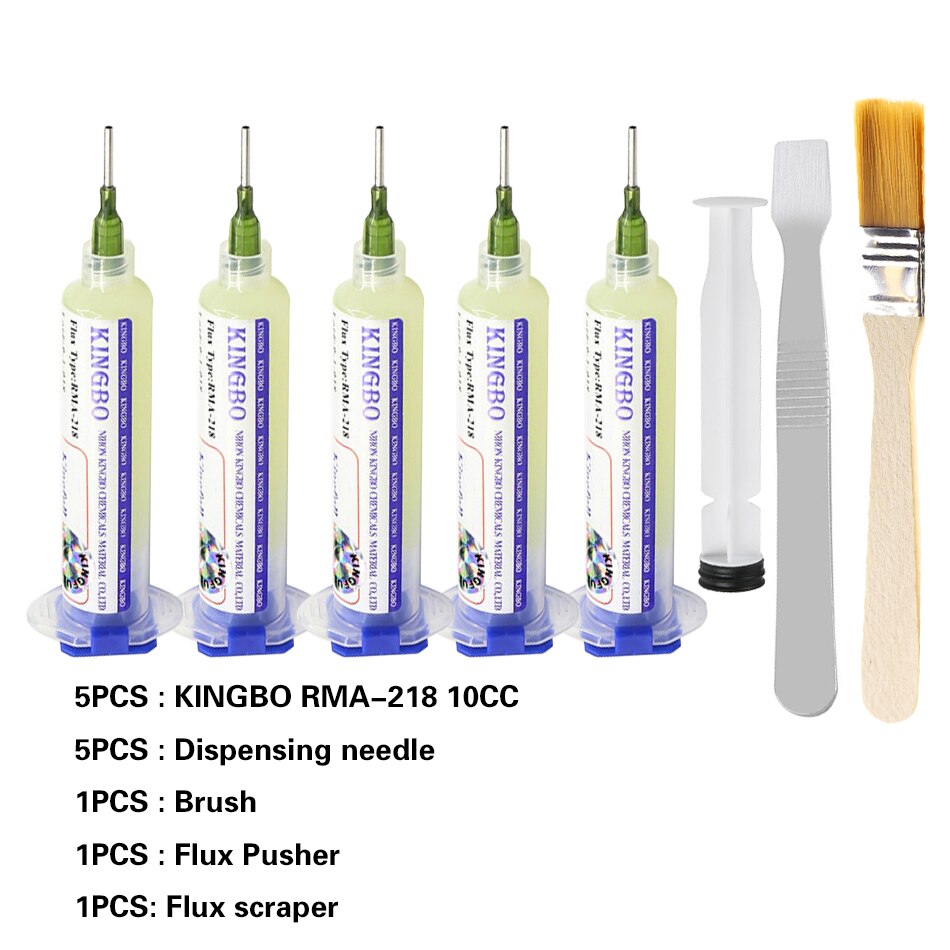 KINGBO RMA-218 10cc Solder Flux No-clean with free needle: 5PCS