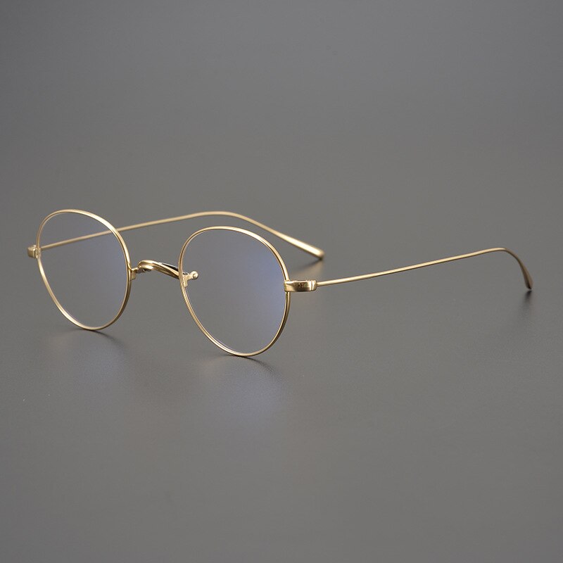 Gafas con montura de titanio para hombre y mujer, lentes ópticas de miopía graduadas para presbicia, ovaladas, Retro, Japón, coreanas: Oro