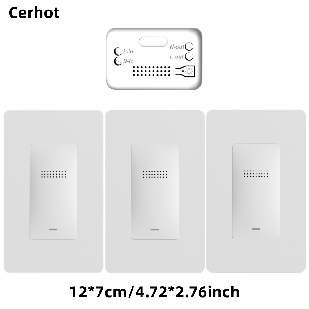 Cerhot interrupteur sans fil auto-alimenté bouton poussoir recevoir relais marche/arrêt interrupteur d'éclairage mural RF pas de batterie pas de câblage interrupteur de lampe à LED: Kaki