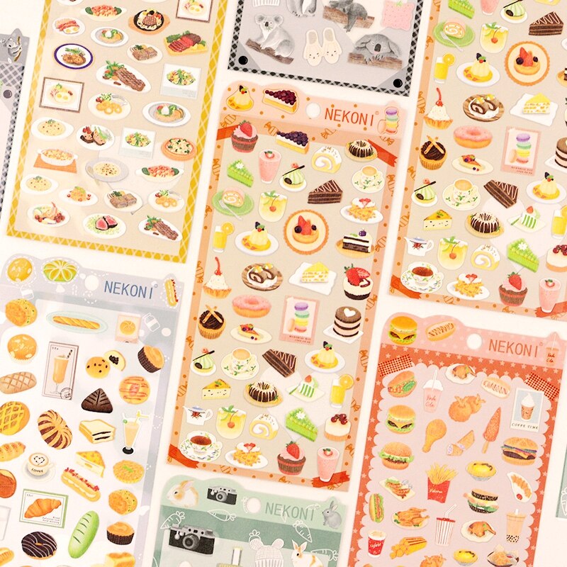 Cute Aesthetic Food Stickers Cake Bread Scrapbooking Journal Sticker Diary DIY Decoration Stationery Hobby Craft Supplies