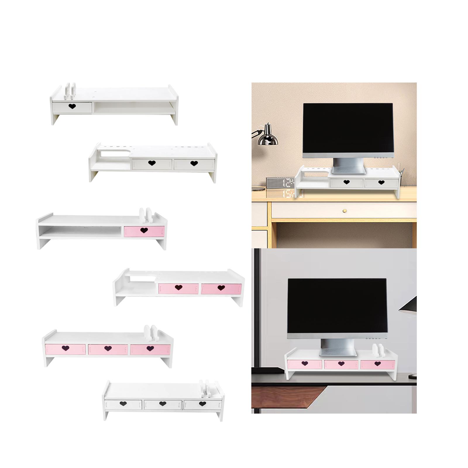 Computer Heightened Shelf Table Storage Rack with Drawer Monitor Stand Riser