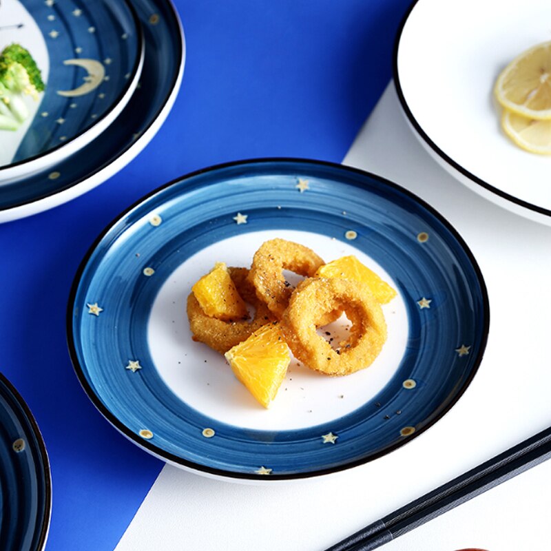 10 inch starry sky ceramic plate fruit is vegetable salad dessert plate dinner steak plate household kitchen tableware