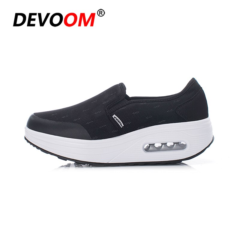 Swing Toning Shoes Women weight loss Fitness Shoes Ladies Breathable Mesh Sport Platform Wedge Slimming Shoes Sneakers Women 43: Black / 7.5