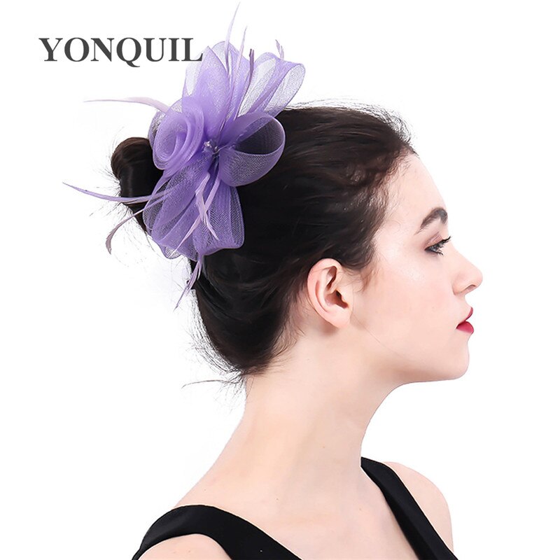 mariée coiffe de mariage accessoires dames femmes fête Vintage Fascinators coiffure épingle à cheveux lumière violet accessoire de cheveux: light purple