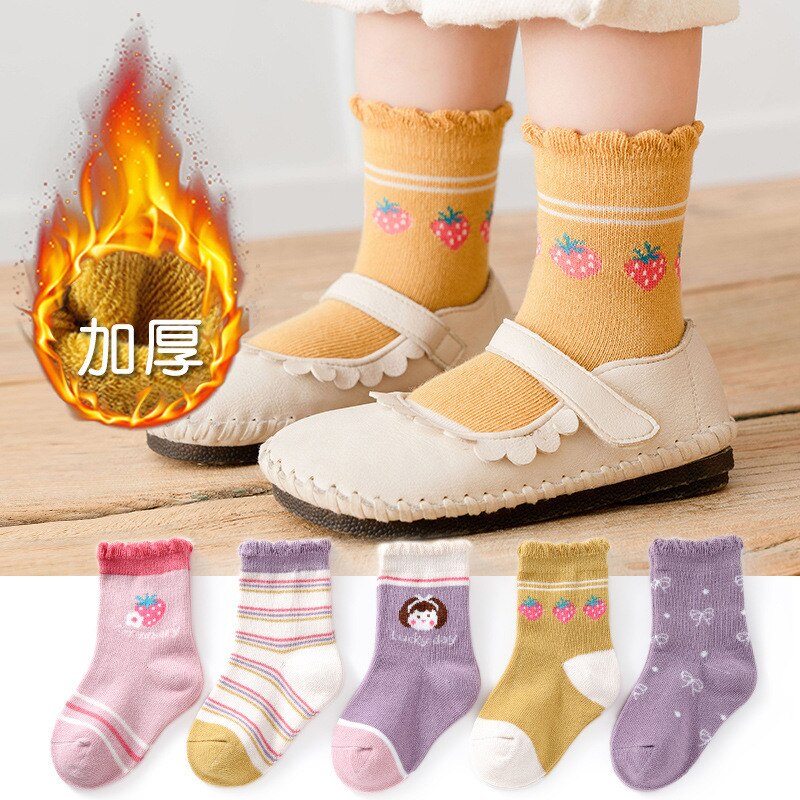 5 Paren/partij Kinderen Sokken Herfst En Winter Dikke Pluizige Badstof Sokken Cartoon Jongens Meisjes Houden Warme Sokken Voor 1-12 Jaar: A / 5-8 Years