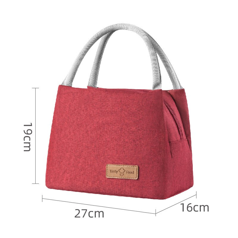Wasserdichte Tragbare Isolierte Kühltasche Thermische Einfache Leinen Handtasche zu Arbeiten Schulter Gurt Bento Mittagessen Tasche für Lebensmittel: 27x16x19 rot