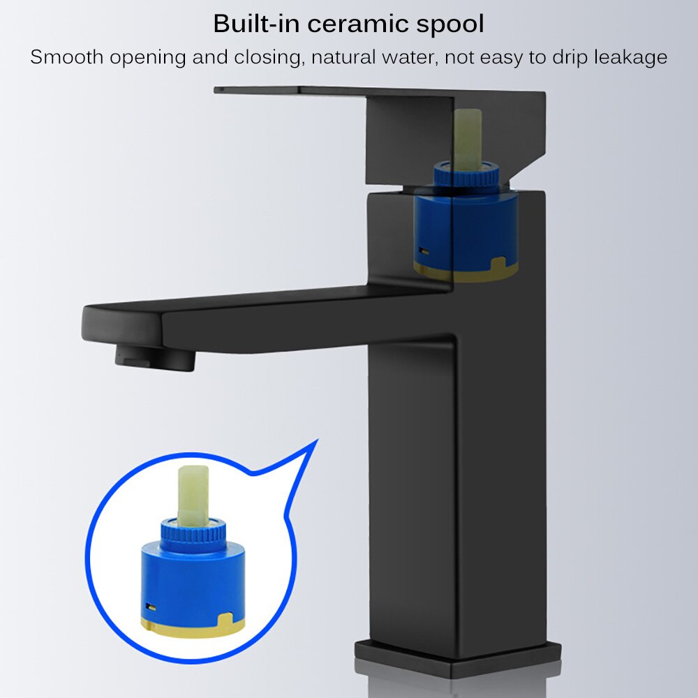 Badkamer Mengkraan Zwarte Wastafel Kraan 304 Roestvrij Staal Badkamer Wastafel Kraan Mode Enkele Koude Enkel Handvat Kraan