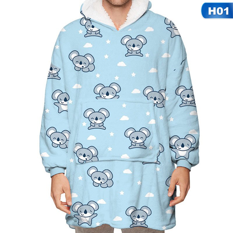 Deken hoodie draagbare deken luie deken trui met capuchon plus fleece capuchon thuis service: H01