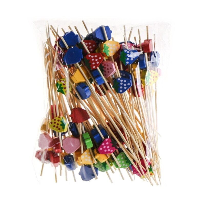 100pcs 12cm Disposable Bamboo Fork Buffet Fruit Desserts Pick Skewer Food Cocktail Sandwich Stick: 6