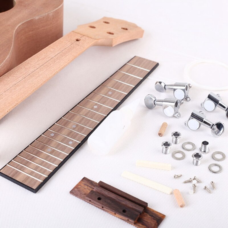 23 Inch Ukulele Diy Kit Mahogany Strings Hawaiian Guitar for Handwork Painting Perfect Parents-Child Campaign