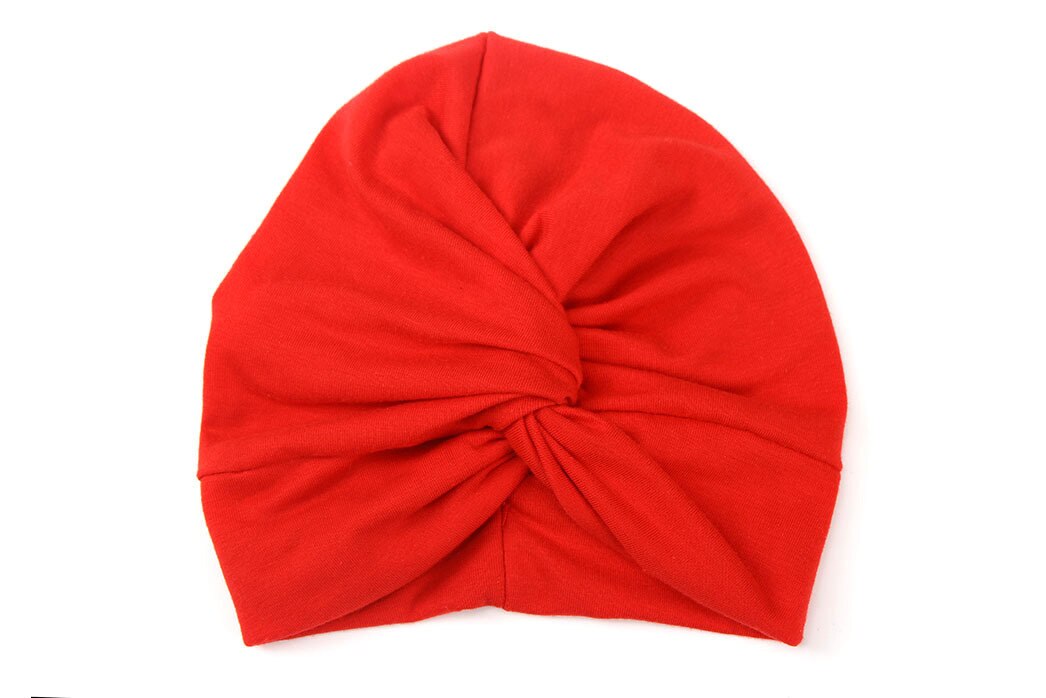 Pudcoco infantile Del bambino Turbante Cappelli Del bambino Del bambino Dei Capretti Del Ragazzo Della Ragazza Miscele del Cotone Cappello Molle Bello Sveglio Appena nato del Cappello Della Protezione di 0-2anni: rosso