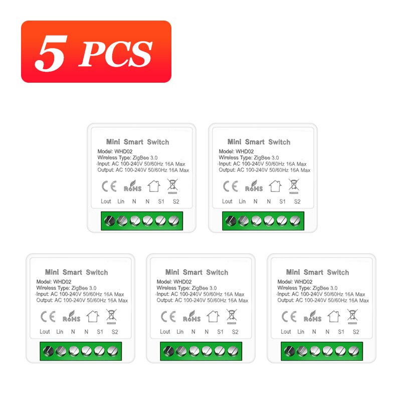 Aubess Tuya Zigbee Smart Switch Hub Gateway Support Two Way Control Remote Control App Work With Smart Life Alexa Google Home: 5pcs