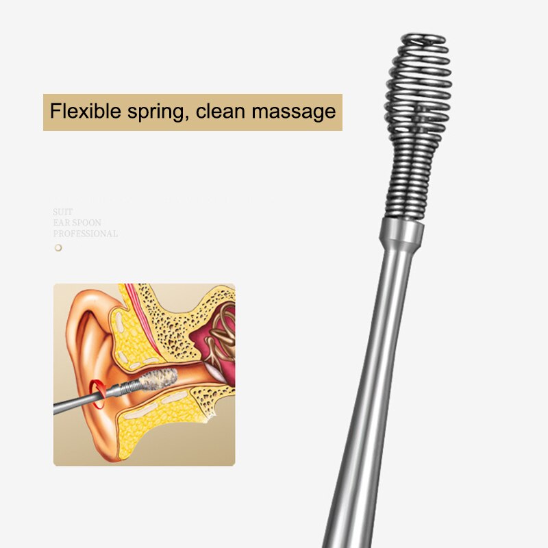 Stainless Steel Ear Pick Spoon Kit Spiral Wax Removal Cleaner Ear Care Beauty Tools MSU99