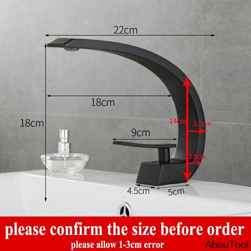 Basin Faucet Modern Bathroom Mixer Tap Black/Chrome Wash Basin Faucet Single Handle and Cold Waterfall Faucet Bathroom Kitch