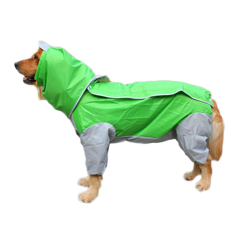 Stor hund regnkappa vattentäta kläder för stora hundar jumpsuit regnkappa huvoveraller för labrador golden retriever husdjurskläder: Grön / M