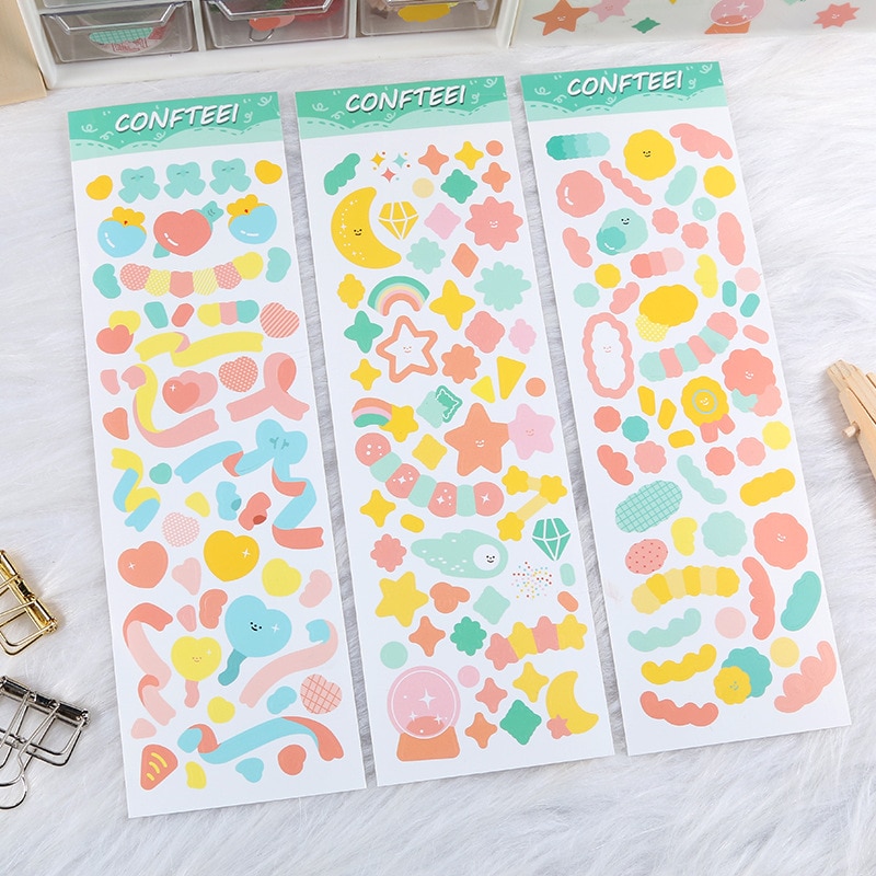Ribbon Love Heart fresh Sticker Junk Journal DIY Scrapbooking Stationery Toy seal Decoration sticker