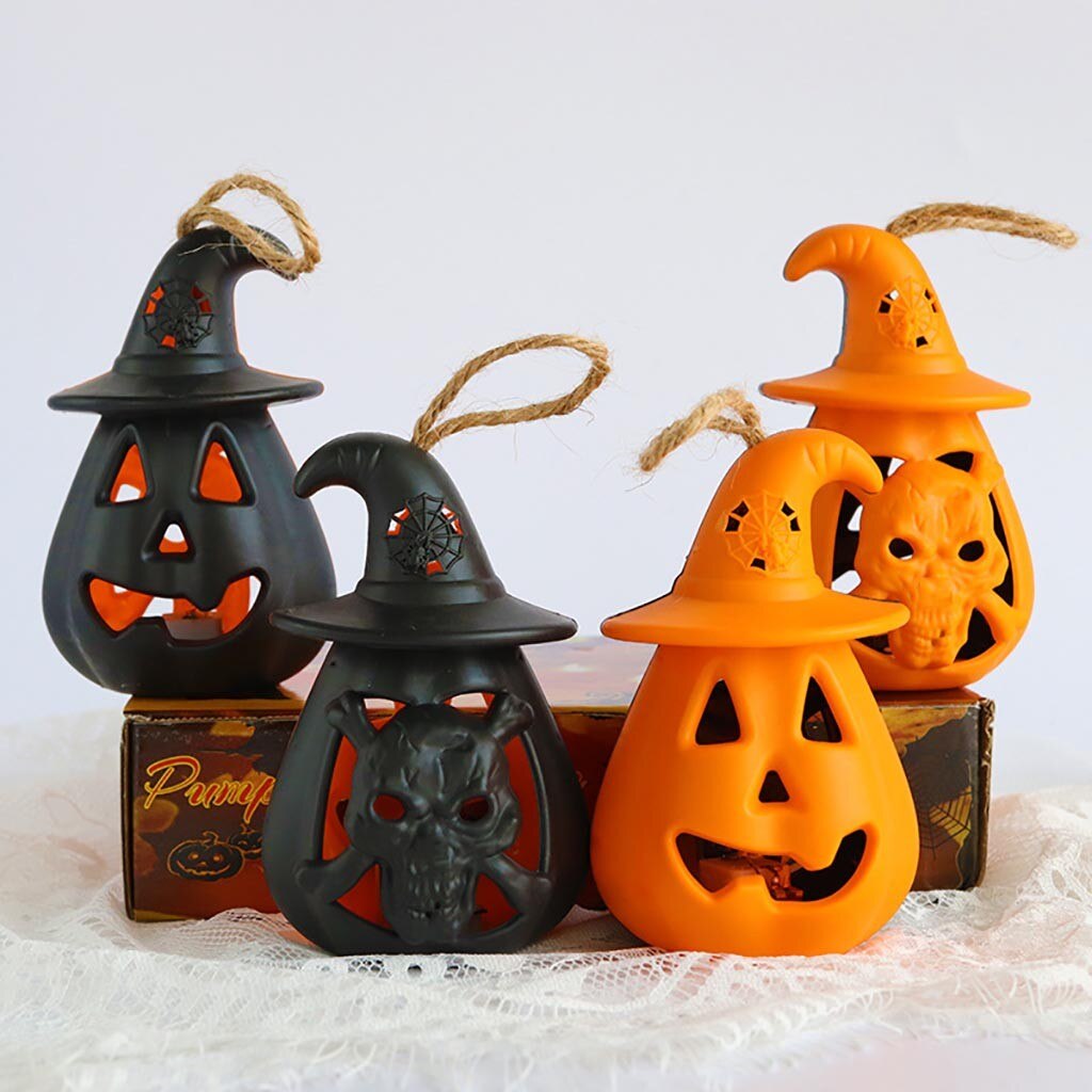 Halloween pumpa lykta led färgglad blixt skräck dödskalle ljus luva pumpa ljus ljus 8 x 12cm spökhus dekoration