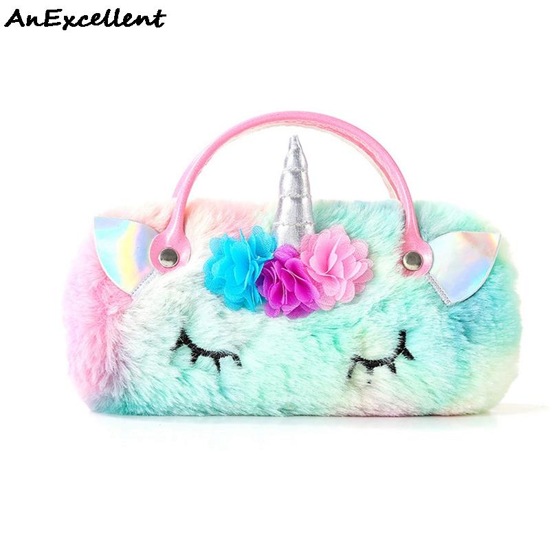Kawaii – boîte à lunettes licorne, portable, mignon, Animal de dessin animé, pour filles, enfants, étui à lunettes, , papeterie scolaire