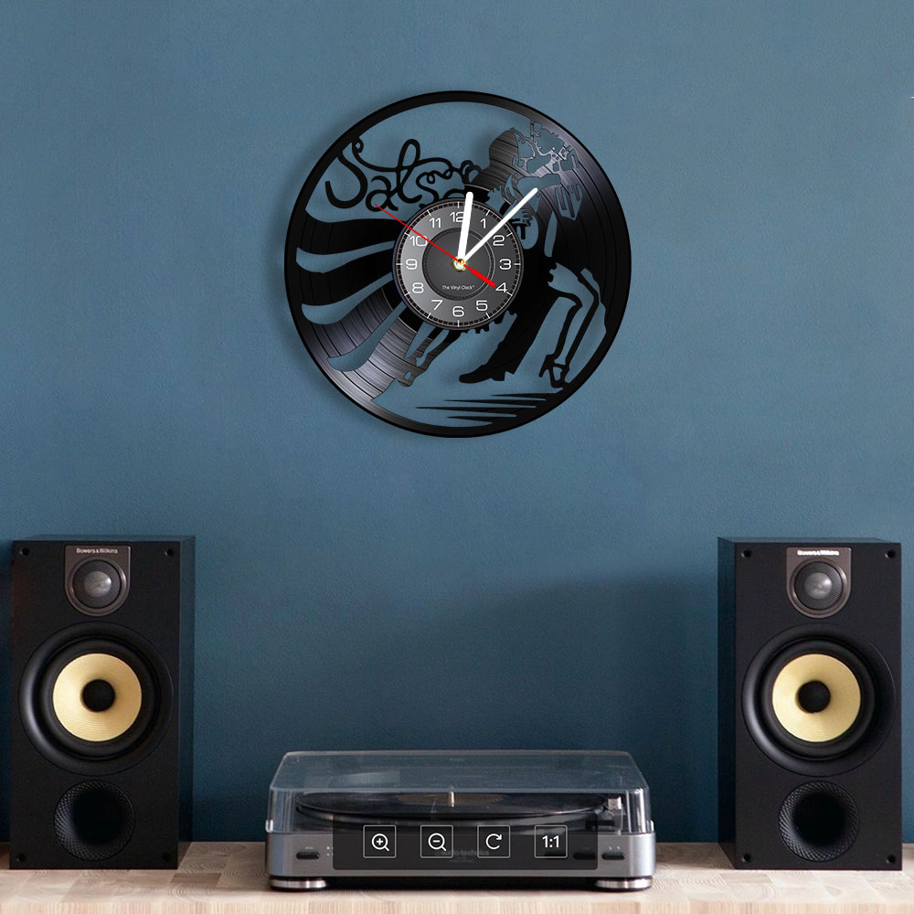 Reloj de pared Vintage para Danza Latina y Salsa, con silueta de pareja de baile, disco de vinilo, lámpara de pared para estudio de baile de salón Latino