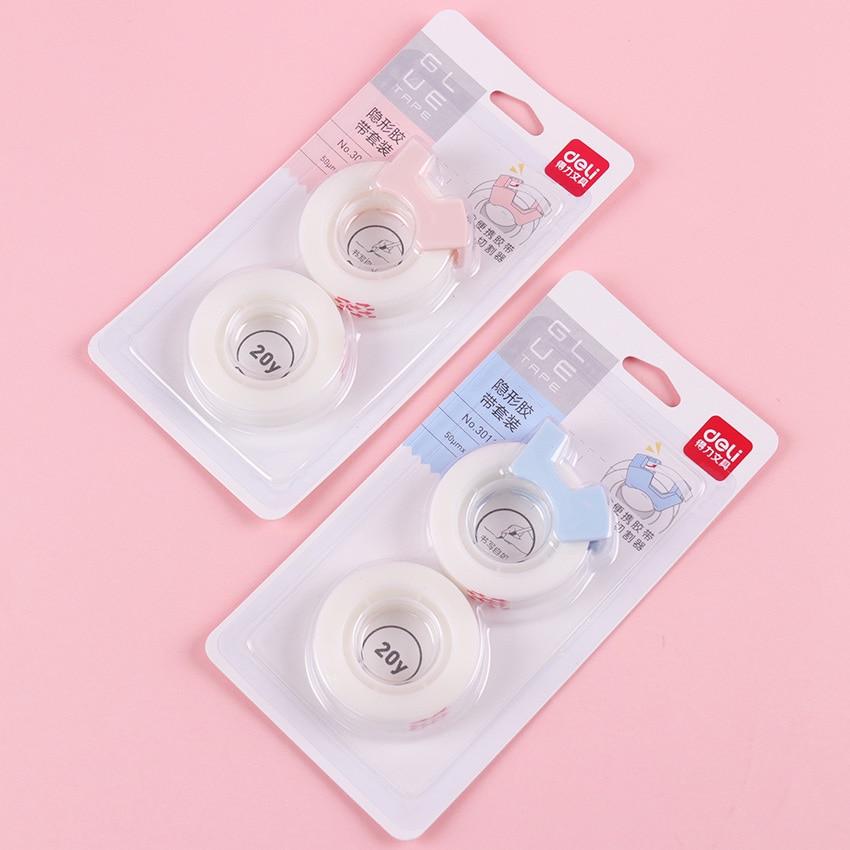 kawaii Transparent Masking Tape Blue/Pink Student Writing Copy Tape Cutting 2 Pieces Washi Tapes Stationery