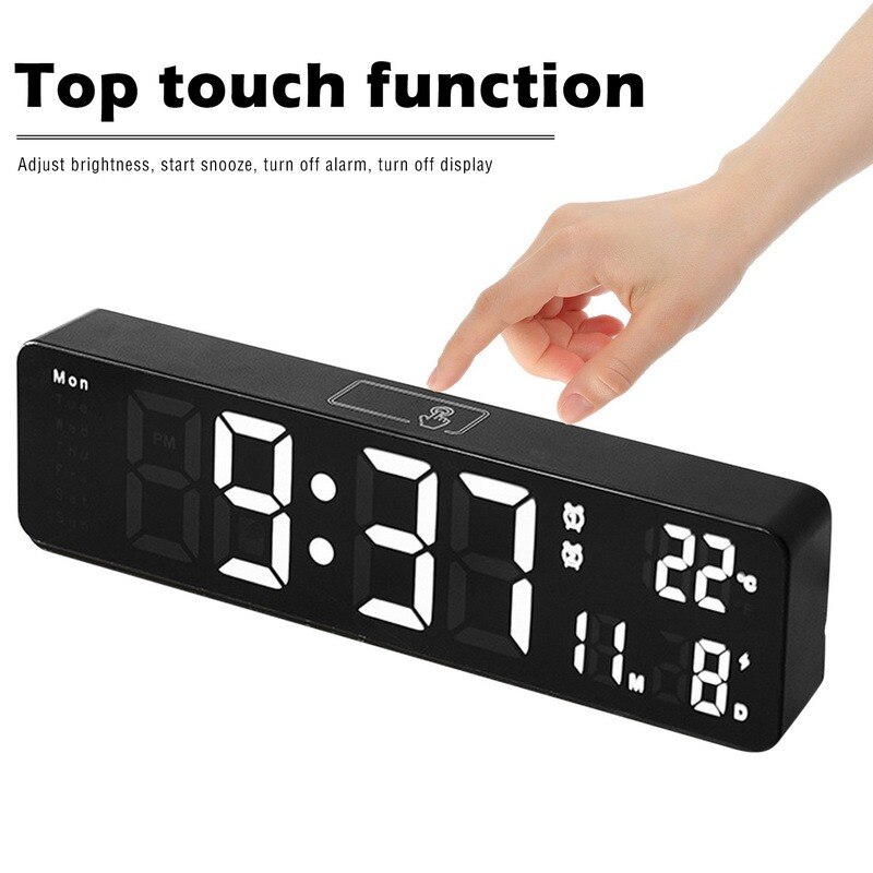 Music LED Digital Alarm Clock Watch Table Clock Digital Temperature Date Display Desktop Mirror Clocks Snooze Home Table Decor