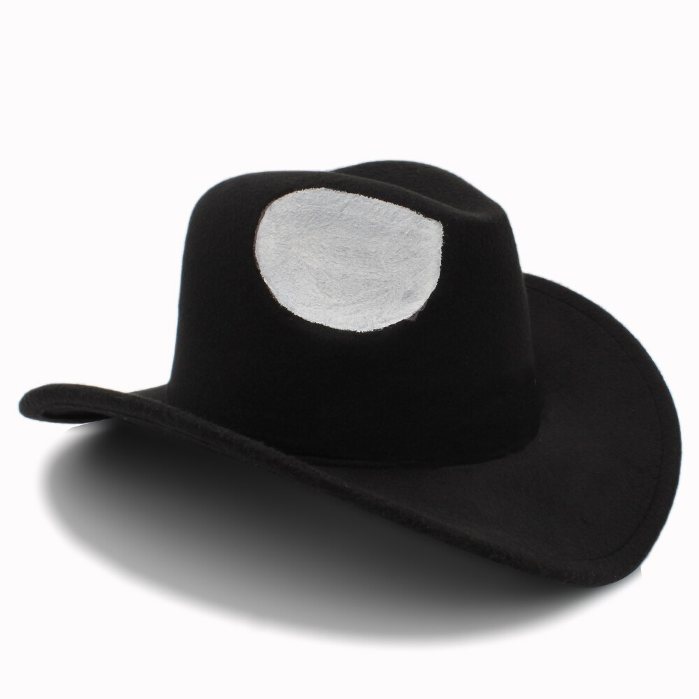 Hand Painted Women Men Wool Hollow Western Cowboy Hat Roll-up Brim Black Alien Sombrero Hombre Fedora Cap Size 56-58CM