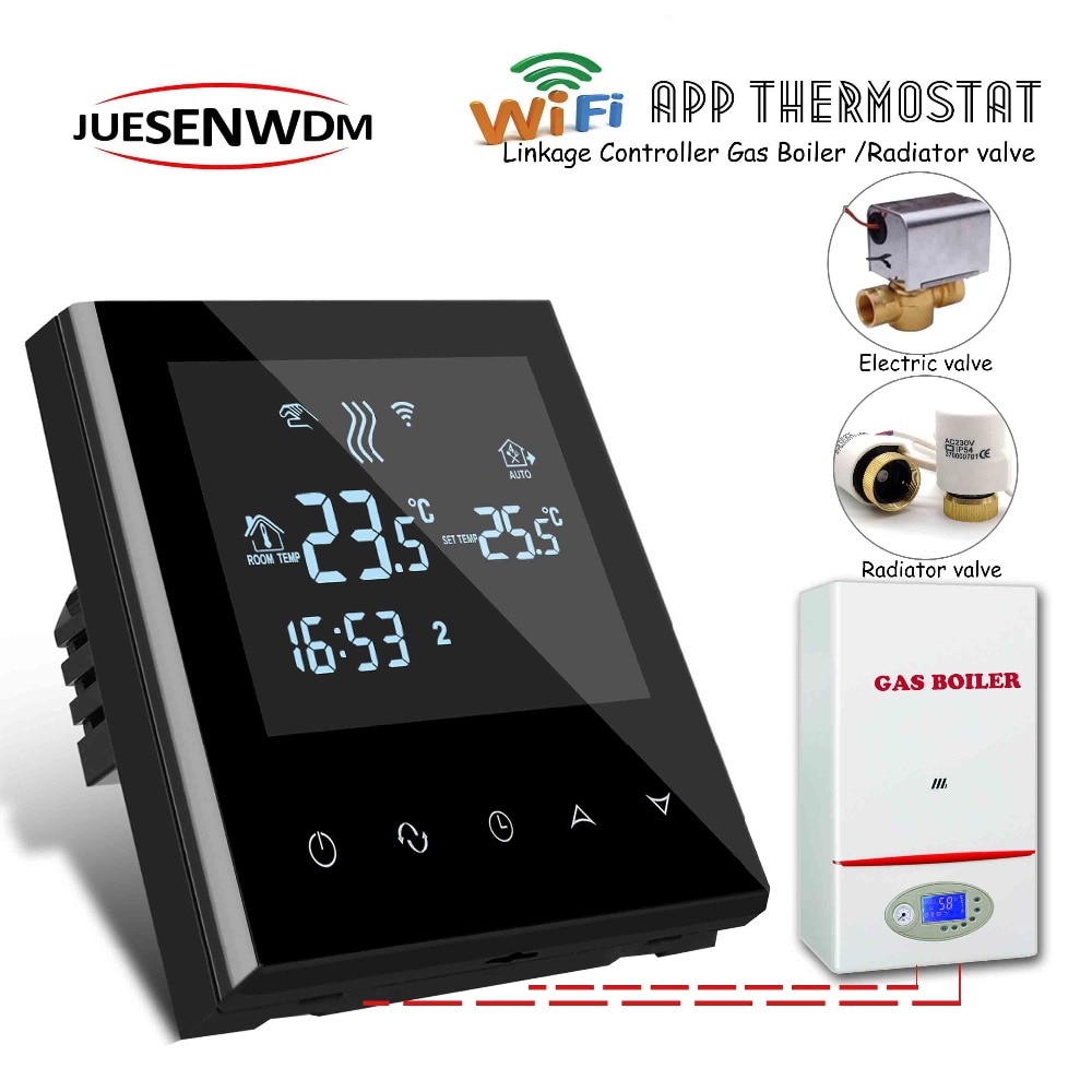 CE EU 220VAC Room Central Heating System WIFI thermostat boiler thermostatic head for Linkage Controller