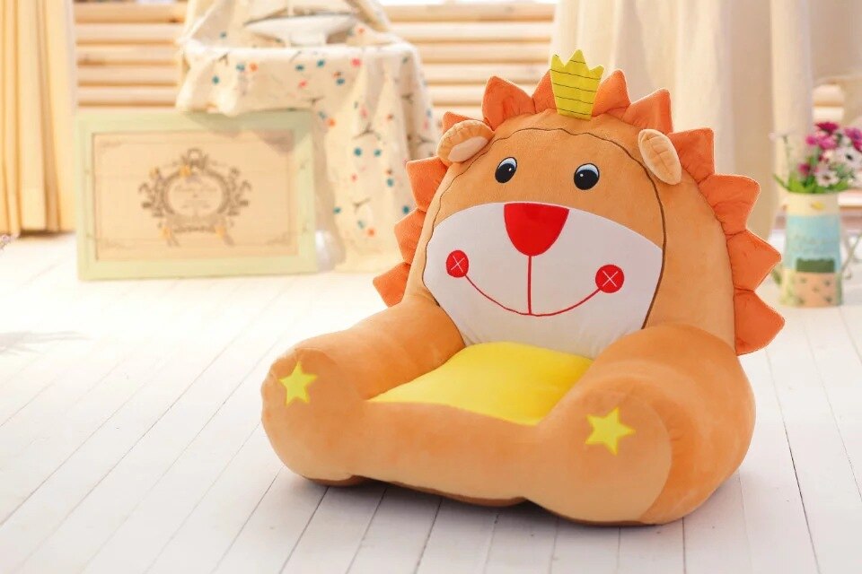 Tegneserie børns lille sofa plys legetøj tatami doven stol tilbage baby afføring 0-6 år gammel baby sæde sofa: Orange løve