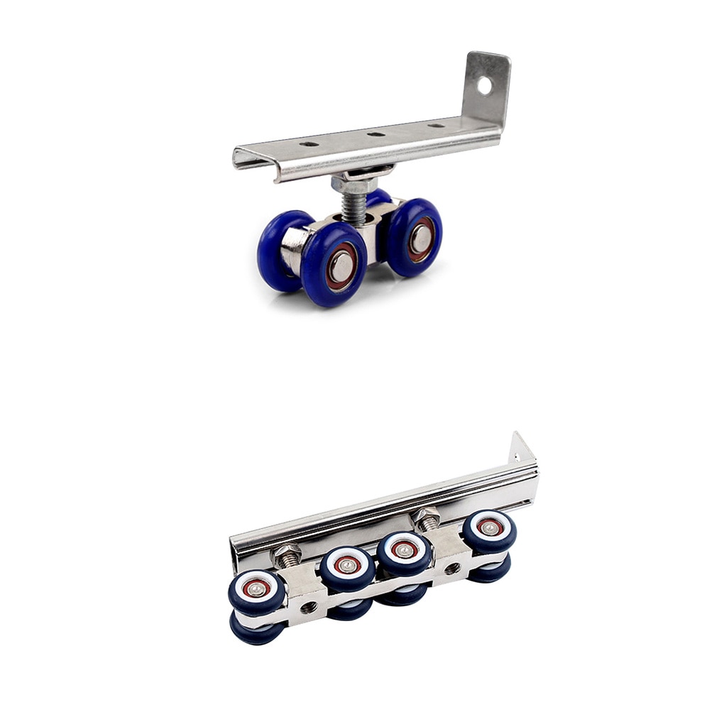 2pcs/set Sliding Door Roller 4/8 Wheels Home Room Wood Door Hanging Wheels Rail Track Pulley