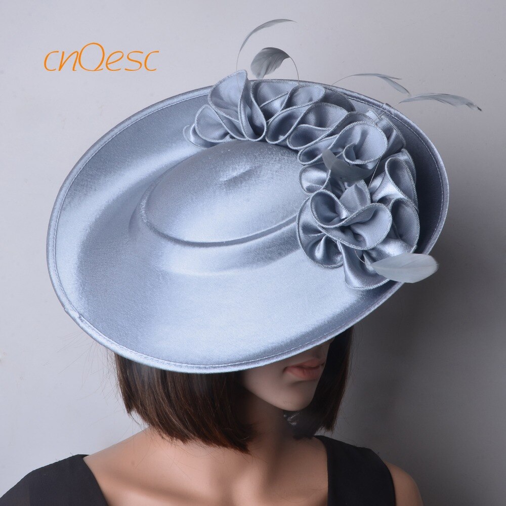 ! Royal blue Large Matte satin fascinator Formal hats four wedding Women's hat