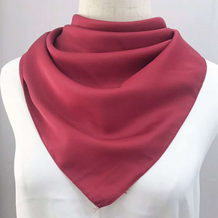 70*70 Cm Bandana Hoofddoek Voor Vrouwen Zijde Satijn Haar Sjaals Vrouwelijke Leuke Zakdoek Hals Sjaals Voor Dames groen Zwart Wit: Wine